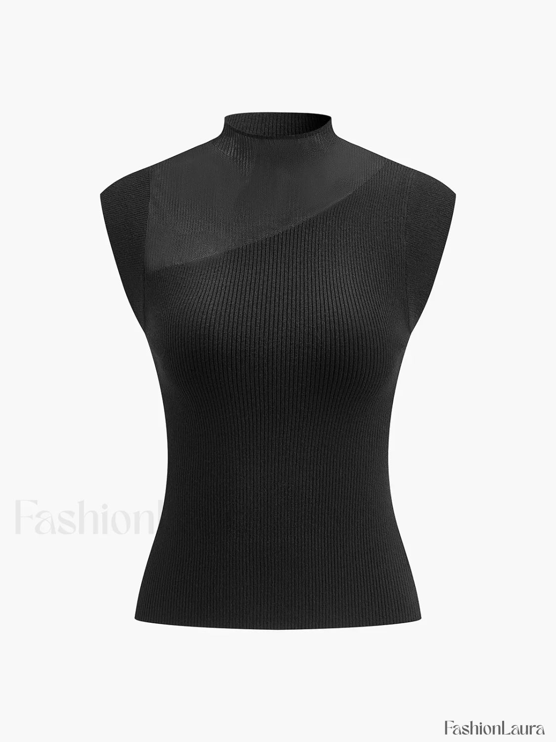 Mesh Patchwork Sleeveless Top