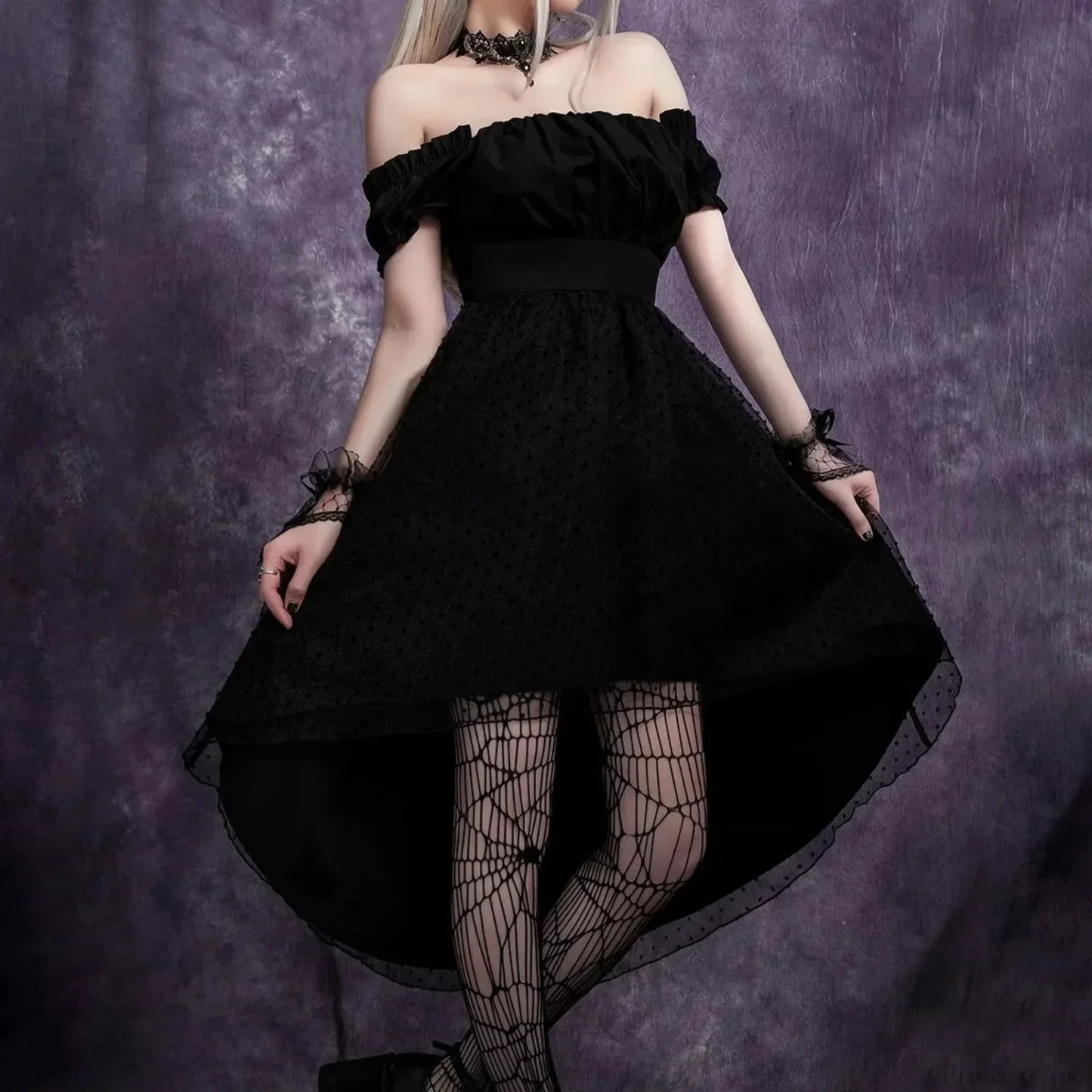Mesh Tailcoat Midi Dress