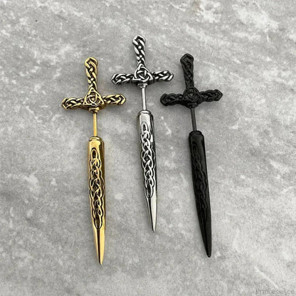 Metal Punk Dark Sword Dagger Stud Earring