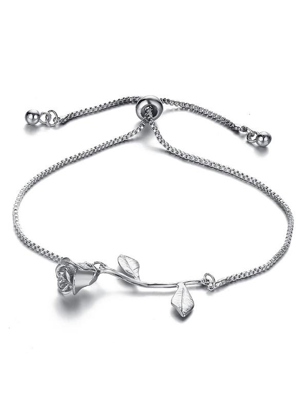 Metal Rose Detail Link Bracelet 1pc for Women