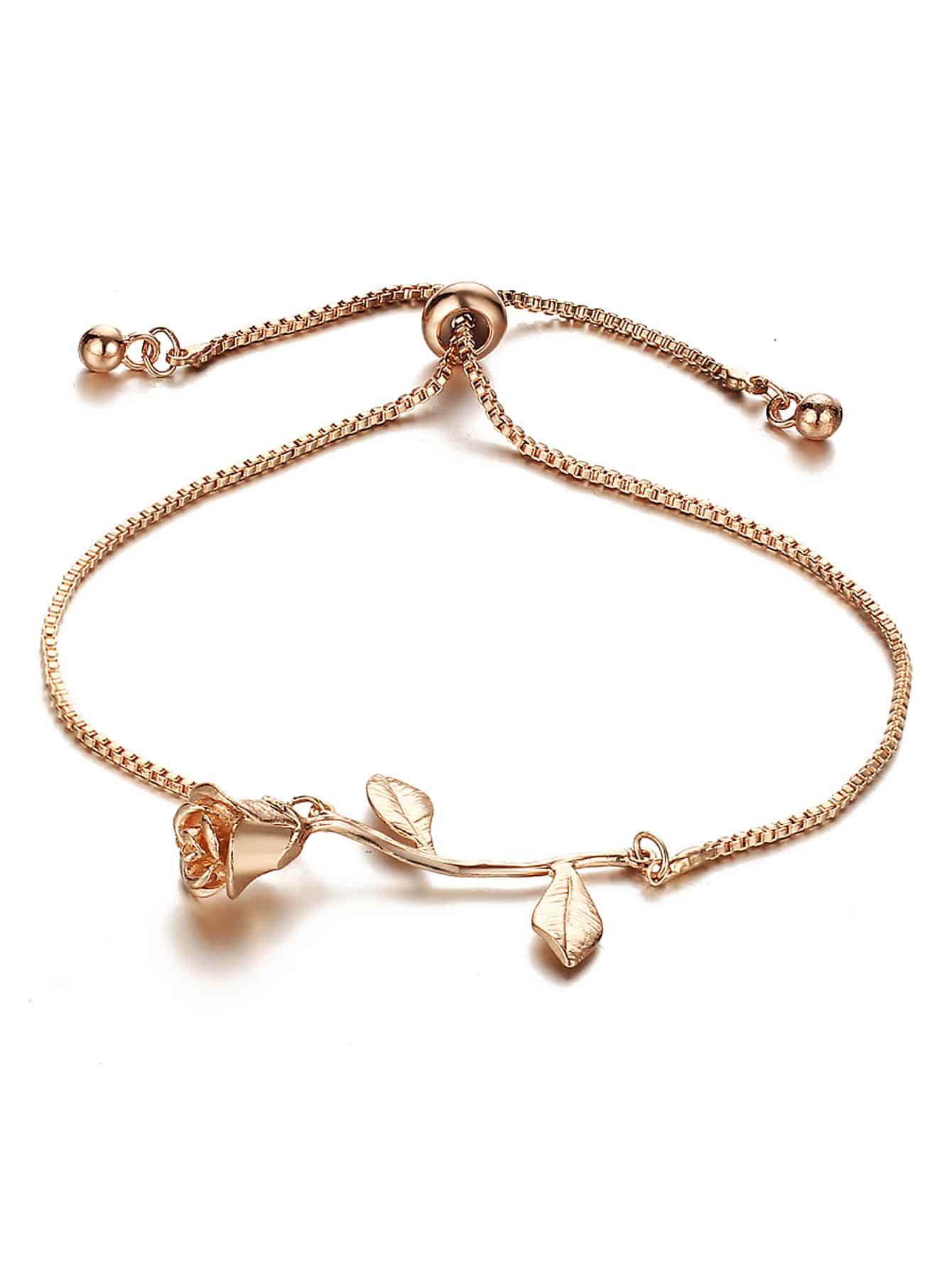 Metal Rose Detail Link Bracelet 1pc for Women