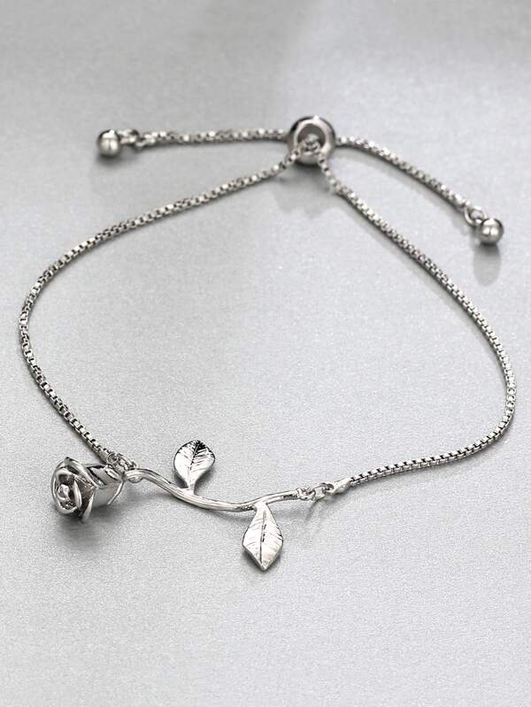 Metal Rose Detail Link Bracelet 1pc for Women