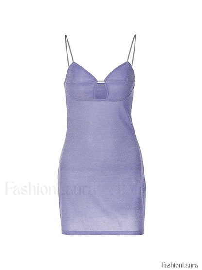 Metallic Cutout Slip Mini Dress