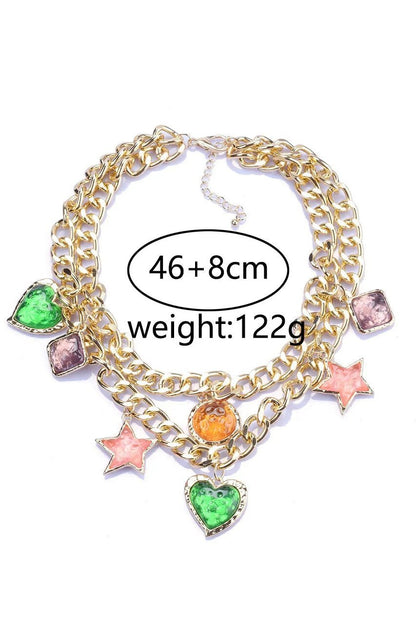 Collar con colgante de gema vintage metálica