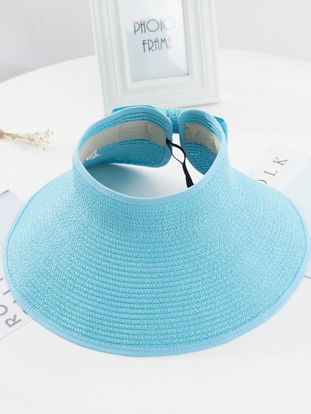 14 Colors Summer Folding Empty Top Hat Straw Hat Sun Hat Beach Hat Sunshade Sun Hat Panama Men's Straw Hat for Women
