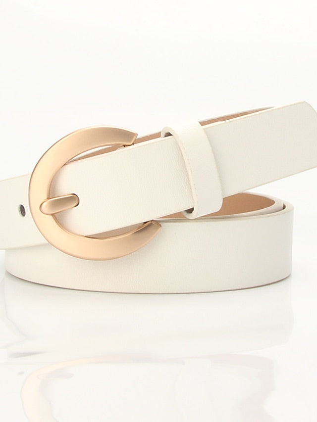 Unisex PU Buckle Belt PU Leather Prong Buckle D-ring Casual Classic Gift Daily White Black Orange Brown for Women