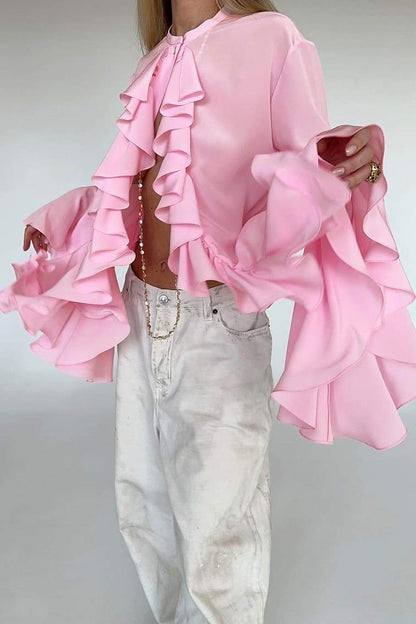 Blusa con volantes semitransparentes Michelle