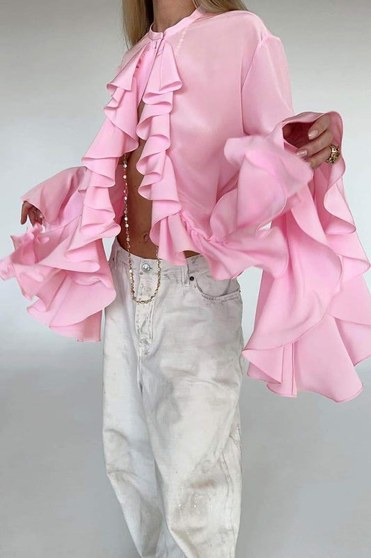 Blusa con volantes semitransparentes Michelle