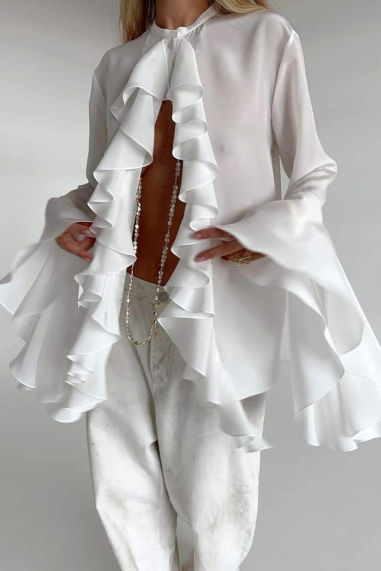 Blusa con volantes semitransparentes Michelle