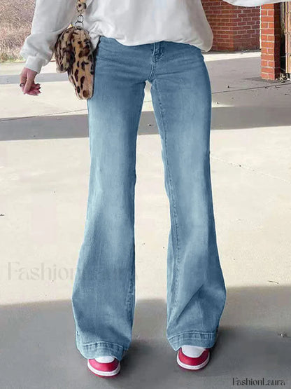Mid Waist Washed Boyfriend Jeans