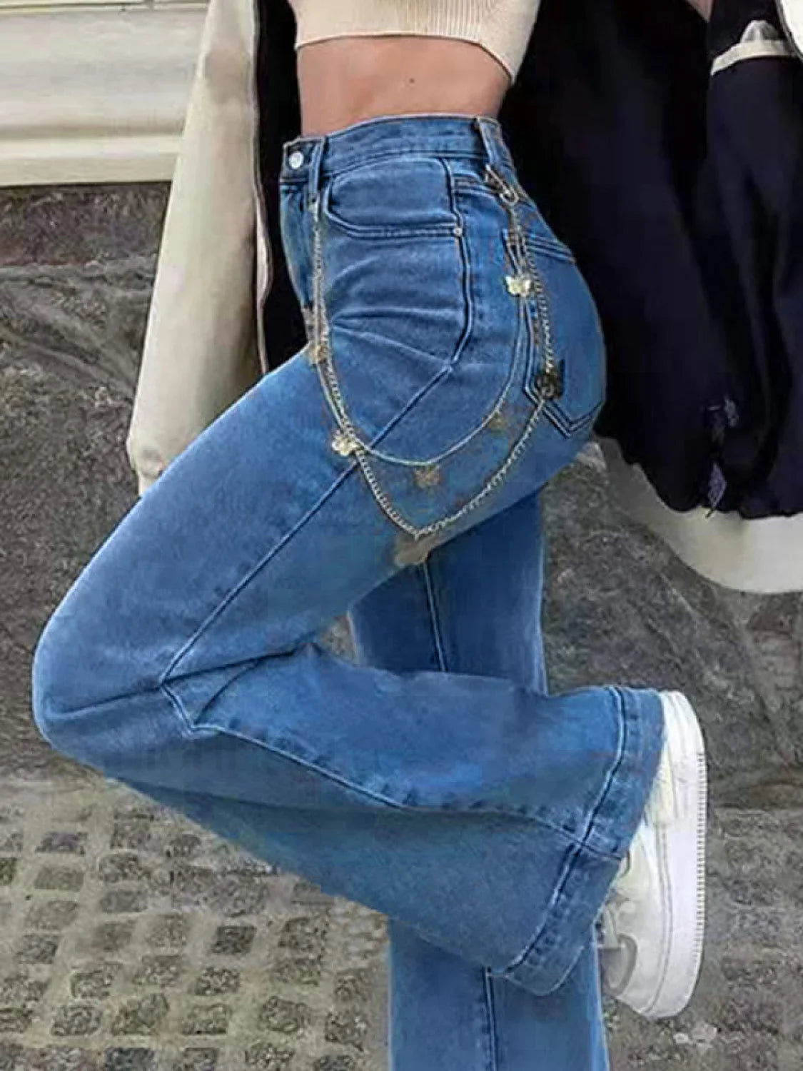 Mid Waist Washed Boyfriend Jeans