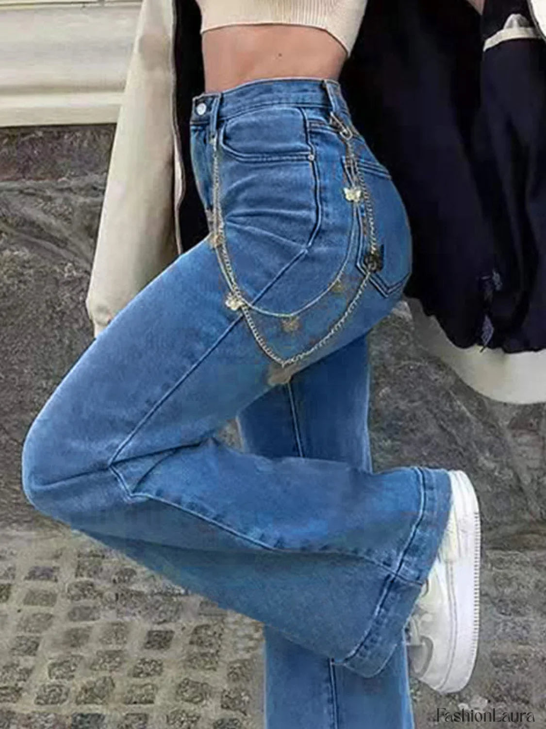 Mid Waist Washed Boyfriend Jeans
