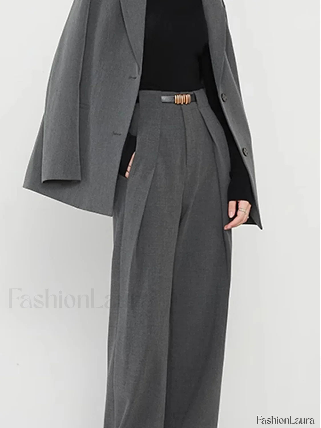 Middle Waist Solid Trendy Pocket Straight Leg Pants