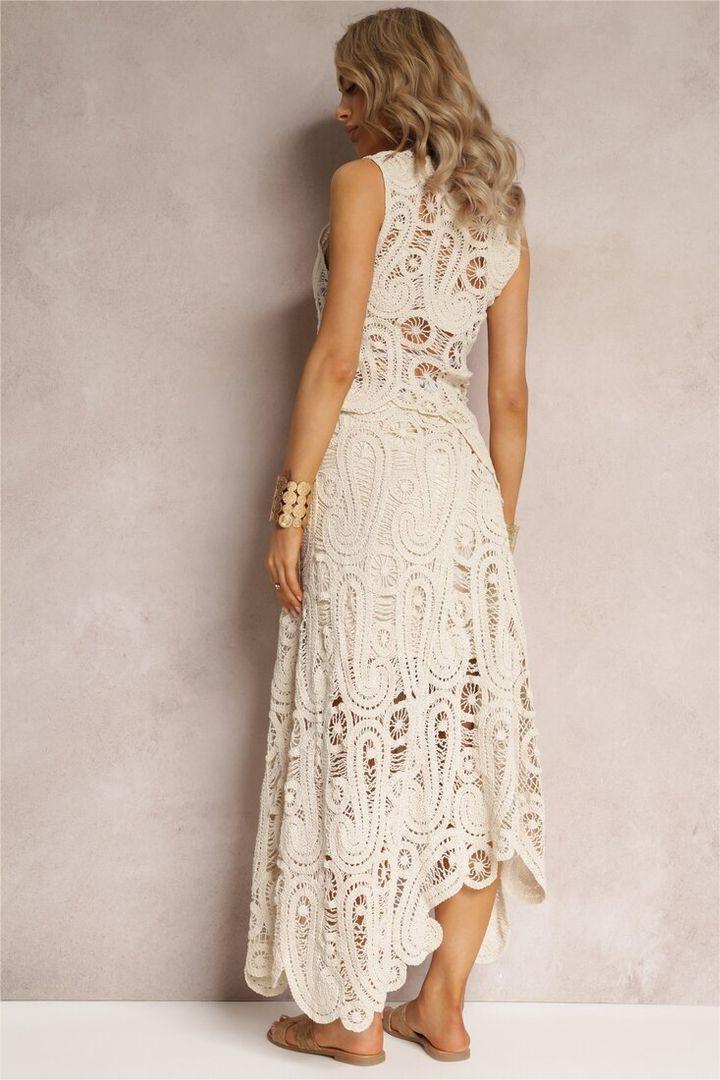 Conjunto de top y falda larga de encaje bordado Mignon