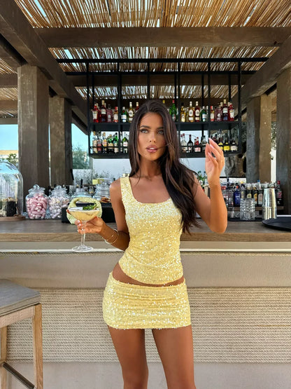 Mikaylah Sequin Mini Skirt Set