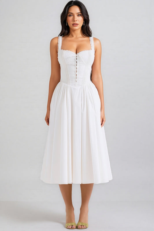 Imara White Halter Lace Midi Dress