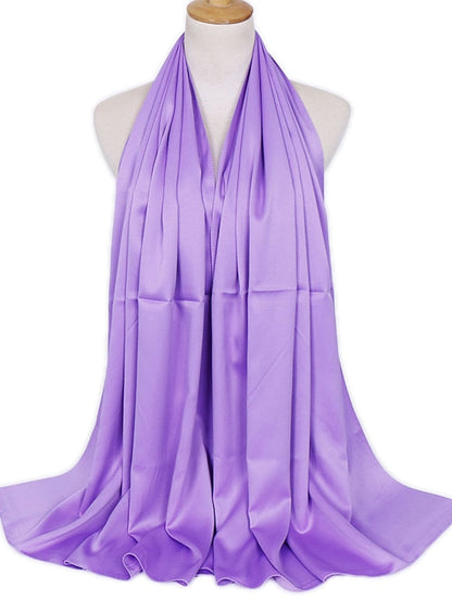 1pcs Women Silk Headscarf Hijab Scarf Long Muslim Shawl Turban Bandana Satin Scarves Head Wraps for Women