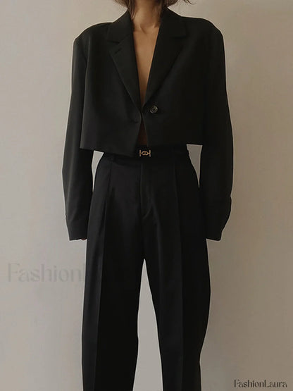 Mind My Graceful Business Crop Blazer