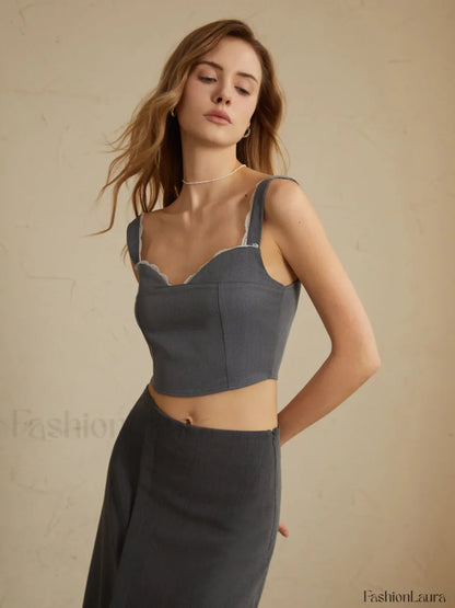 Minimalism Lace Trim Trendy Casual Tank Top