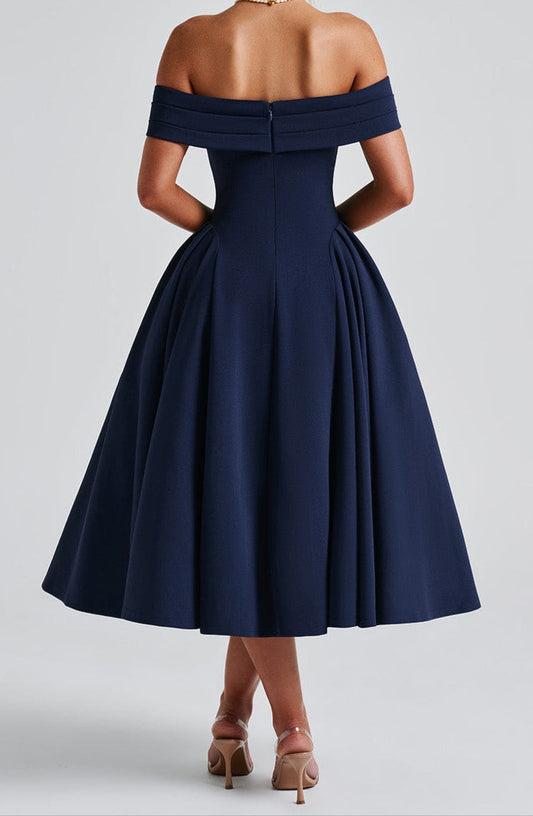 Violeta Midi Dress-Navy