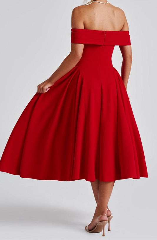 Luna Midi Dress - Red
