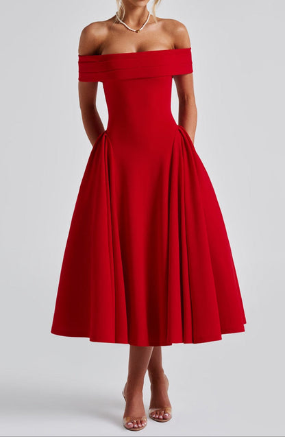 Luna Midi Dress - Red