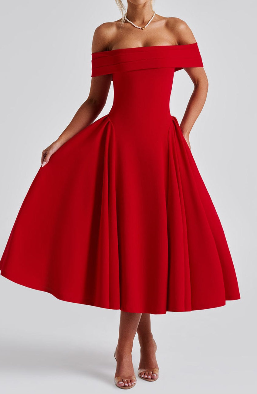 Michelle Midi Dress - Red