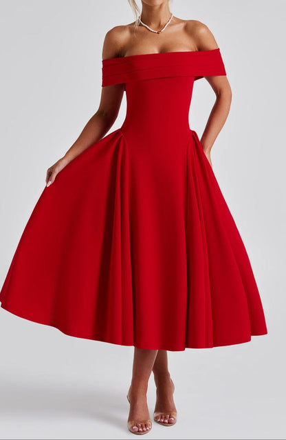 Luna Midi Dress - Red