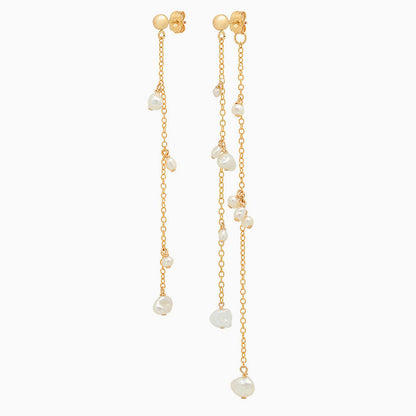Two Tone 18K Gold Plated Baroque Pearl Drop Earrings