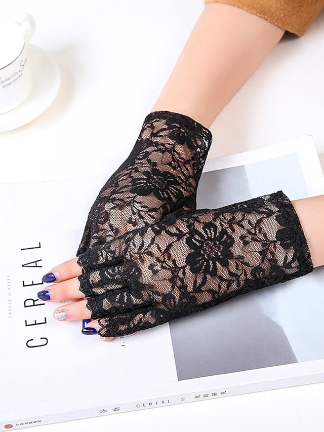 Fingerless Gloves Party / Evening Daily Flower / Plants Lace Casual Sweet Breathability 1 Pair for Women