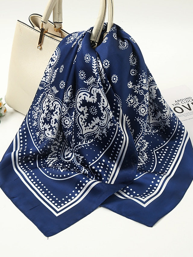 Fashion Printed Hair Scarf For Women 70*70cm Shawl Simple Bandana Head Bag Scarfs Female Kerchief Neck Scarves for Women