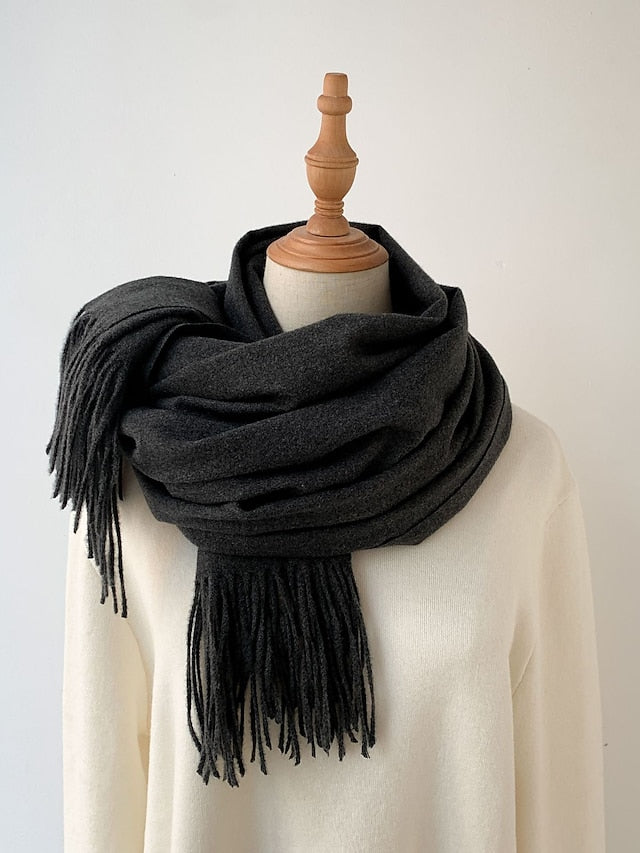 Shawls & Wraps Party Black Scarf Pure Color / Basic / Green / Khaki / Fall / Winter for Women