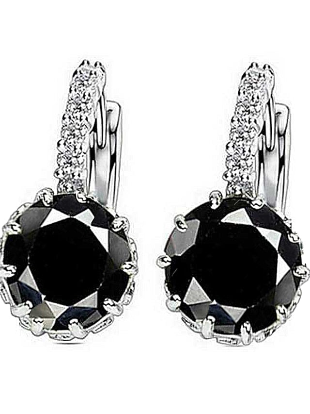 2pcs Stud Earrings Hoop Earrings For Cubic Zirconia Citrine Party Wedding Casual Zircon Alloy Solitaire Round Cut for Women