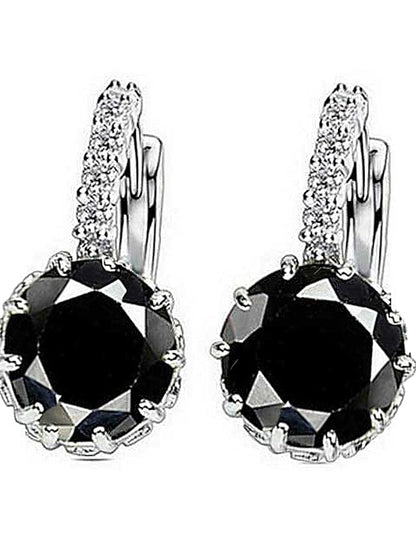 2pcs Stud Earrings Hoop Earrings For Cubic Zirconia Citrine Party Wedding Casual Zircon Alloy Solitaire Round Cut for Women