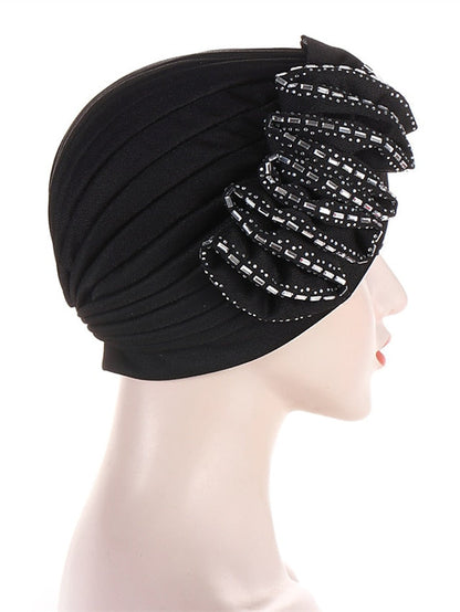 Lastest Flower Turban Bonnet for Women Muslim Hijab Headscarf Cap Wedding Party Headwear Turbante African Headtie for Women