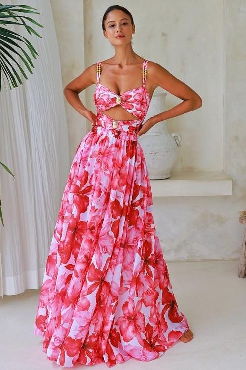 Conjunto de baño de dos piezas con recortes y estampado modesto
