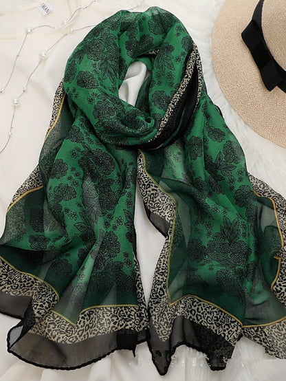 Scarves Daily Holiday Flowers Polyester Bohemia Vintage Retro Warm Casual / Daily 1 PC for Women