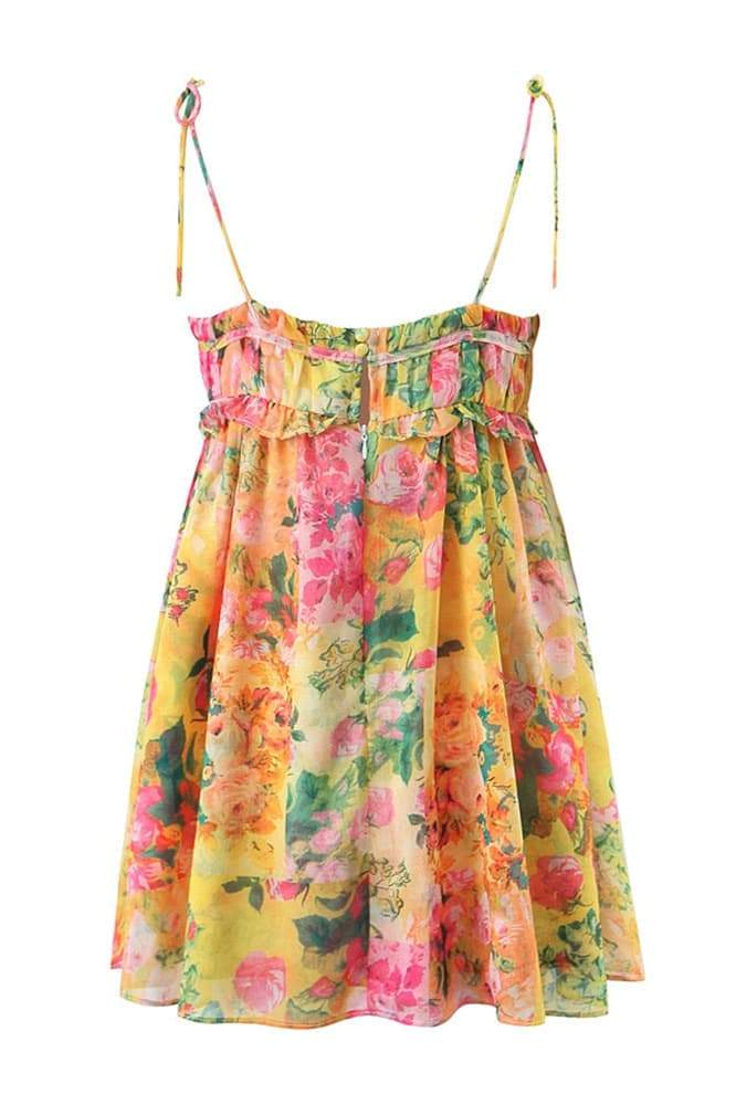 Vestido mini de gasa con estampado floral Mona