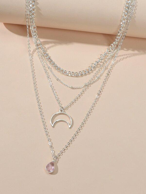 Moon Charm Layered Necklace for Women
