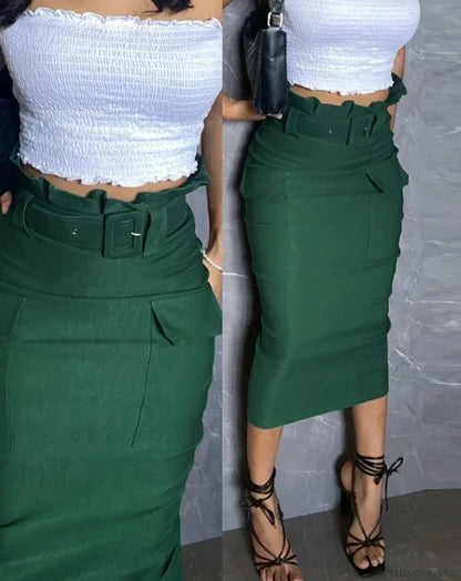 Motorcycle PU Leather Split Skirt