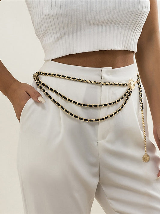 Belt Aluminum White Silver Gold Red Chain Outdoor Street Daily Club Pure Color / Spring / Summer / Fall / Winter for Women