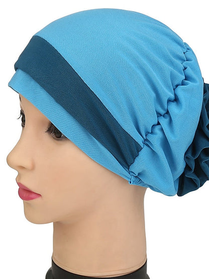Stretch Inner Hijab Caps Muslim Hat Turban Femme Musulman Turbante Ready To Wear Hijab Bonnet Flower Indian Headwrap Loss Hair Cover for Women