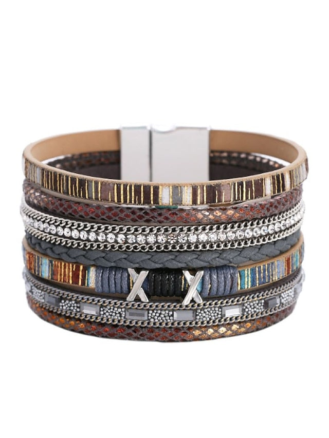 1PC Plaited Wrap Weave Statement Leather Bracelet Jewelry For  Halloween Daily Beach for Women