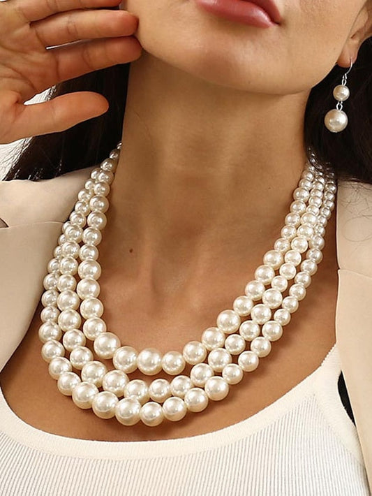 necklace Chic & Modern Party Pure Color Jewelry Sets / Imitation Pearl / White / Red / Purple / Fall for Women