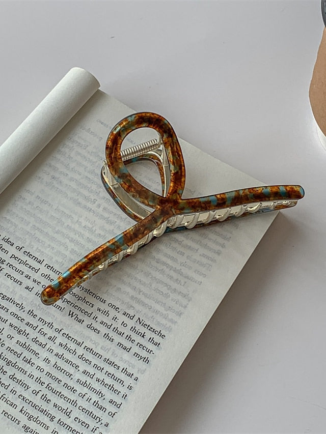 1PC Girls' Hair Hair Claw Various Hair Clip  Aliya&K 8 Pack For Women Girls Hair Claw Clips Matte Gold Crystal Hair Claws Acetic Acid Hair Clips for Women