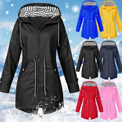 Chaqueta impermeable clásica y elegante con capucha para mujer | Ideal para actividades al aire libre