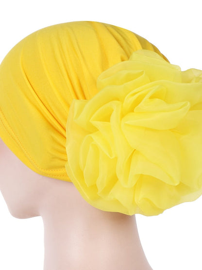 1pcs Women Floral Solid Hat Flower Stretchy Turban Bonnet Ladies Bandanas African Head Wrap for Women