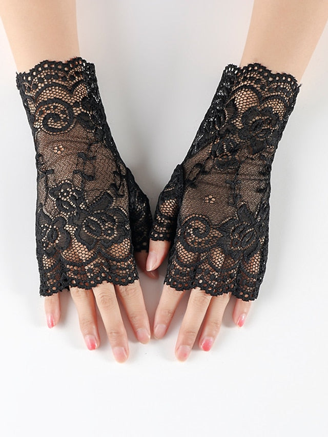 Fingerless Gloves Formal Party / Evening Daily Solid / Plain Color Lace Simple Style Sweet Wedding Casual / Daily 1 Pair for Women