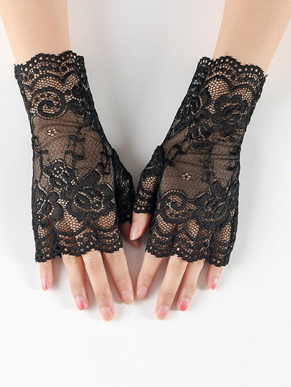 Fingerless Gloves Formal Party / Evening Daily Solid / Plain Color Lace Simple Style Sweet Wedding Casual / Daily 1 Pair for Women