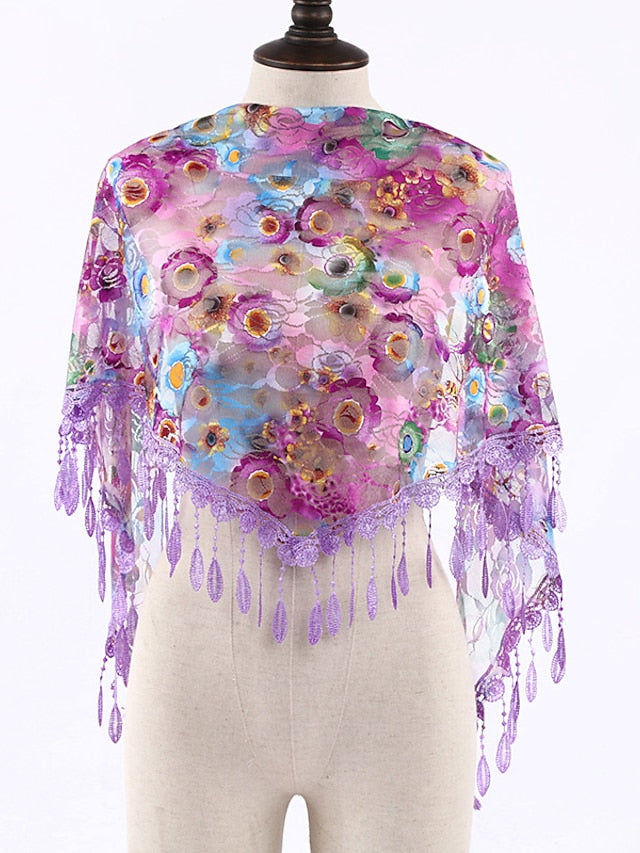 Bandana Hair Scarf Scarves Gift Daily Holiday Flowers Chiffon Casual Bohemia Sunscreen 1 PC for Women